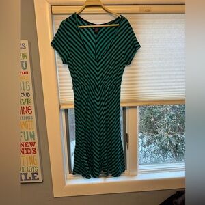 Torrid Blue and Black V-Neck Midi Dress